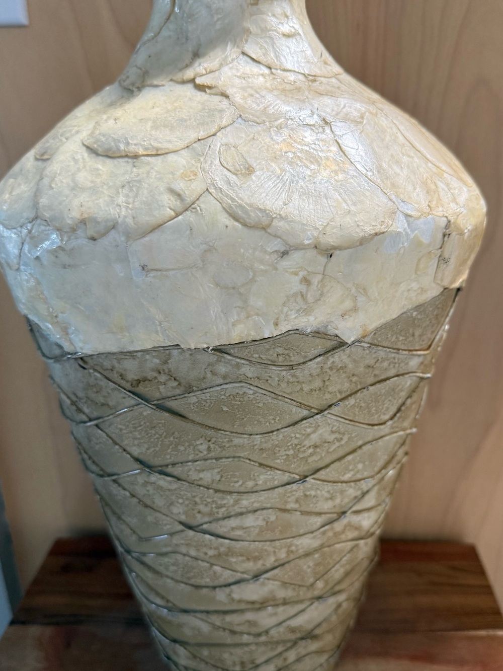 Handcrafted plastic Decorative Shell look Vase - Cream White